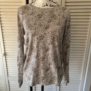 Land’s End Long Sleeve Brown and Off White Top NWOT